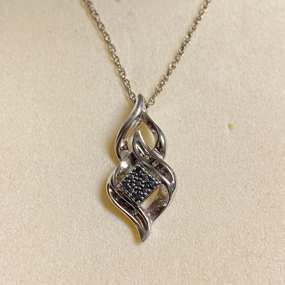 Diamond and Sapphire Sterling Silver Necklace